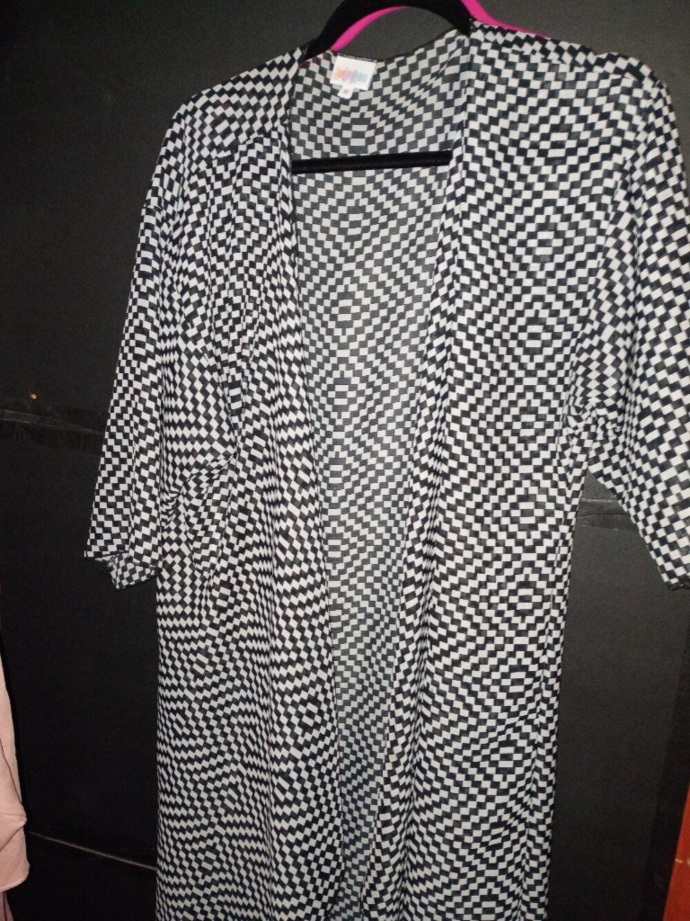 Lularoe duster cardigan size xl with checkerboard geometric pattern NWOT